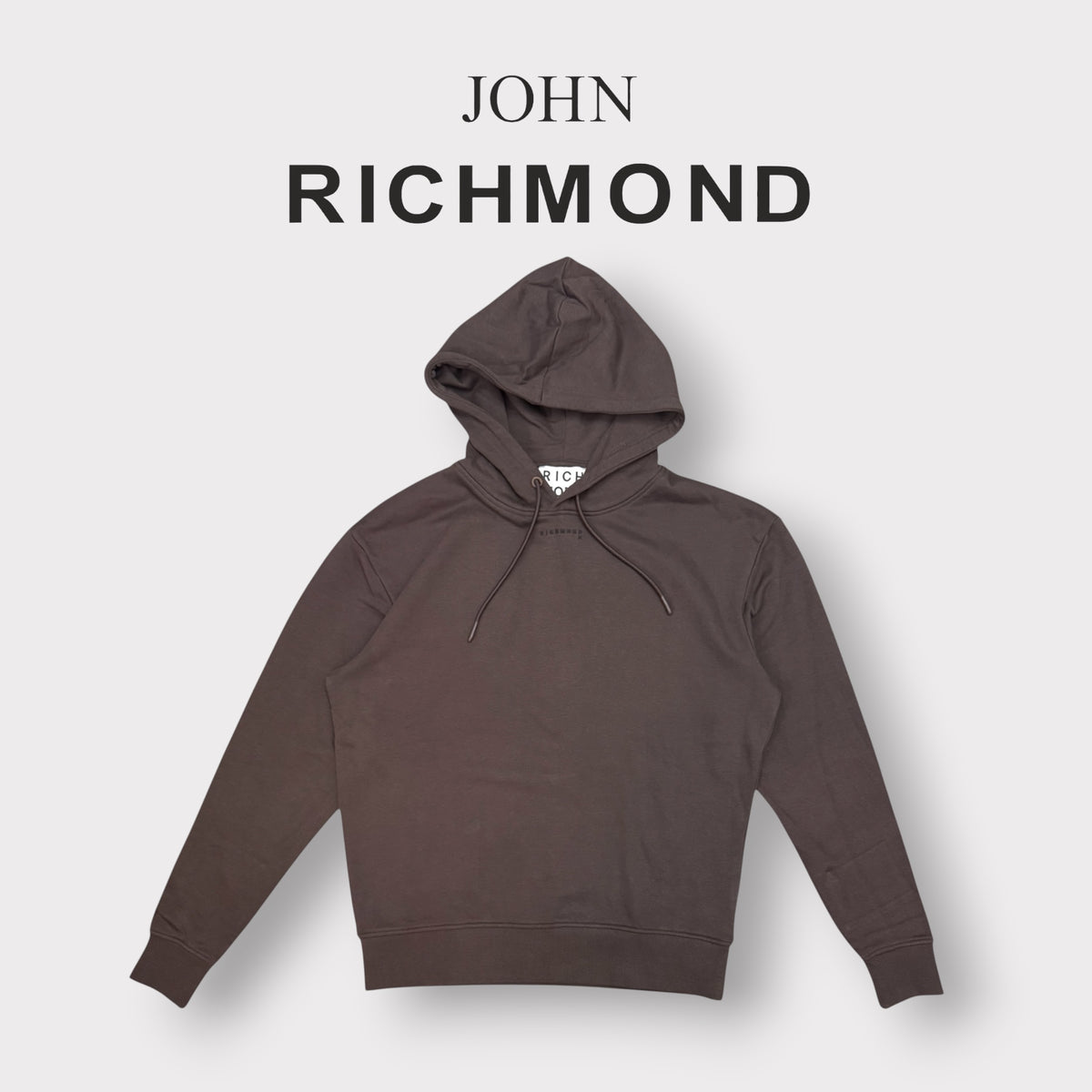 RICHMOND - Felpa Uomo con logo ricamato piccolo, con cappuccio, Col.Marrone