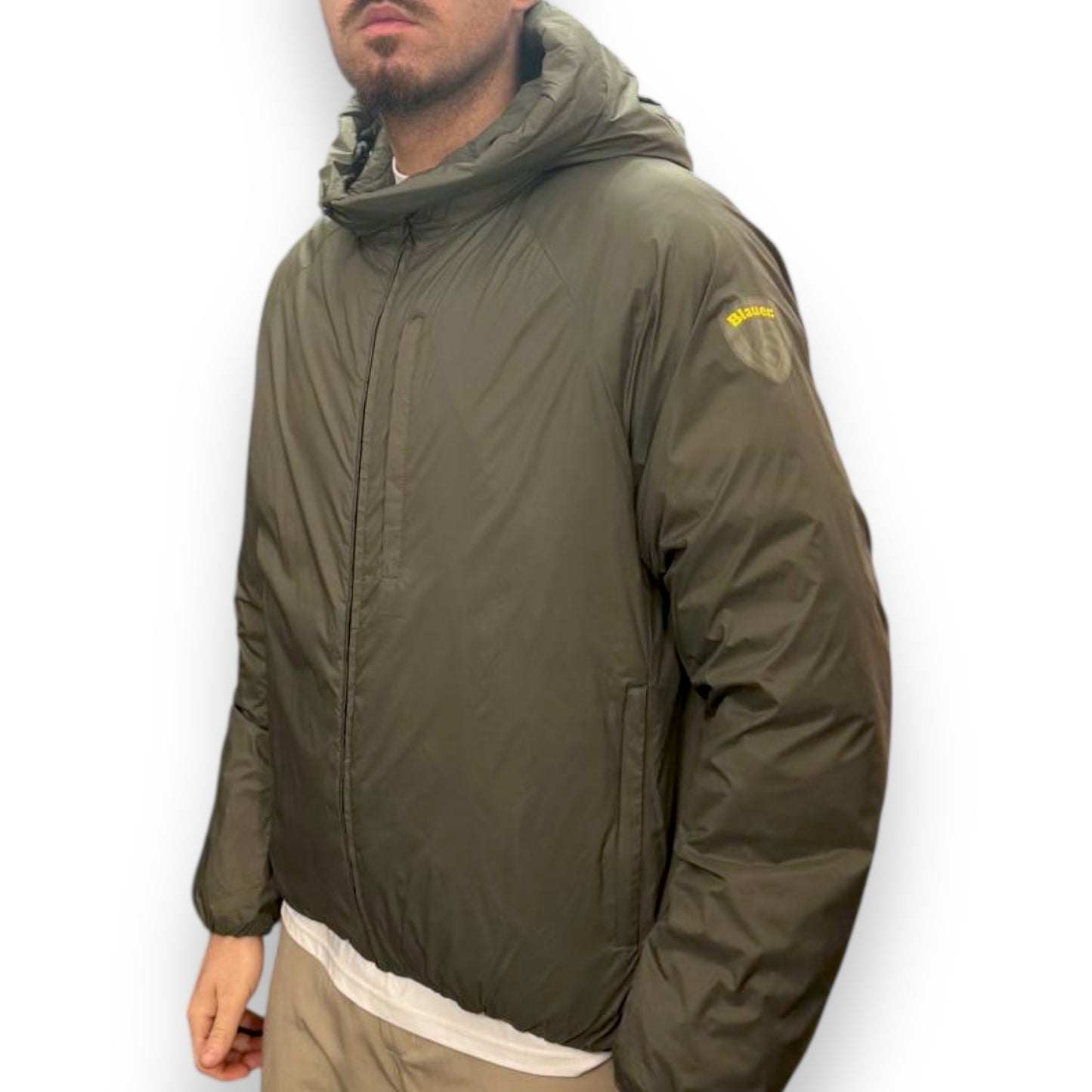 Giubbotto BLAUER Uomo con cappuccio, Col.Green-grey (imbott. Ovatta - 2025)