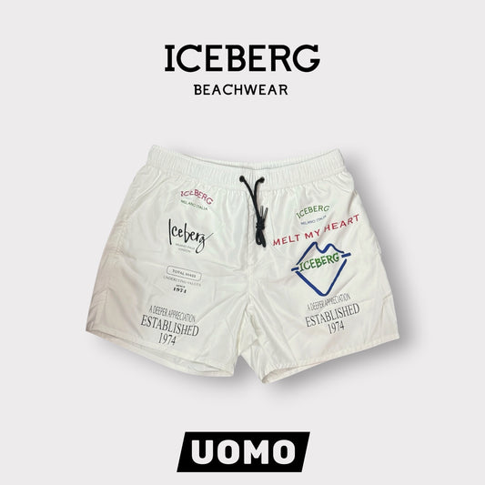 ICEBERG BEACHWEAR- Costume Uomo, con stampa, col.Bianco