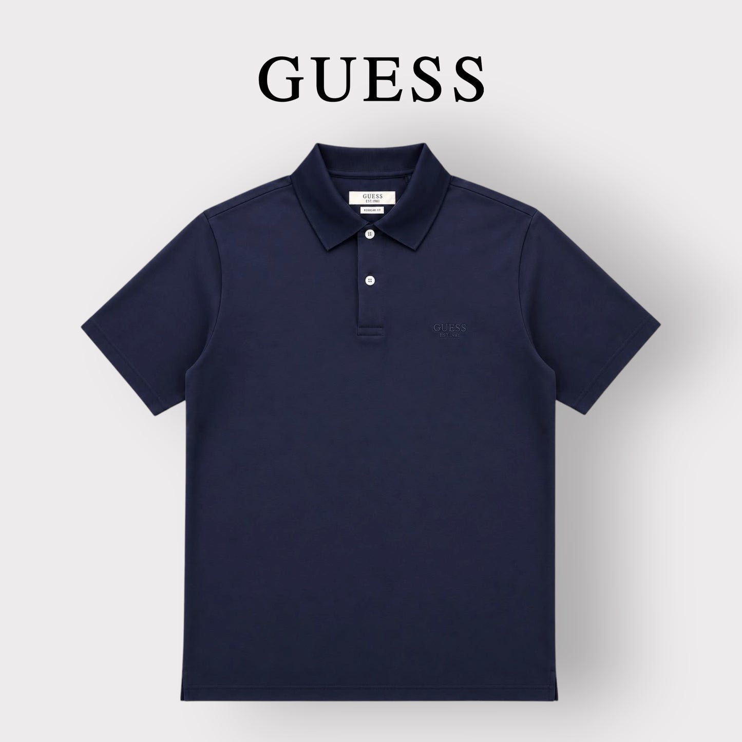 GUESS- Polo Uomo, in filo di Scozia, RegularFit, col.Blu