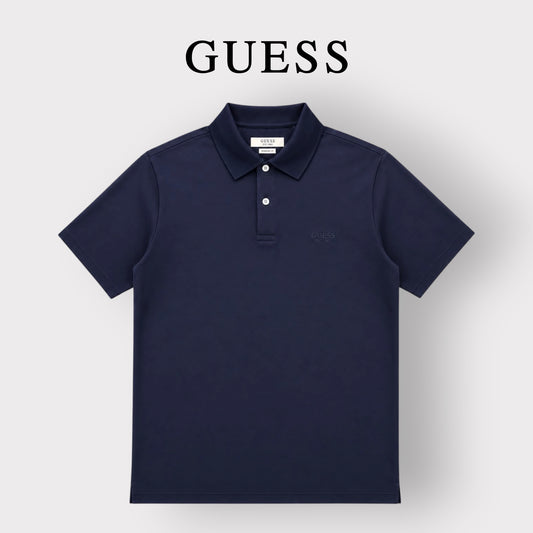 GUESS- Polo Uomo, in filo di Scozia, RegularFit, col.Blu