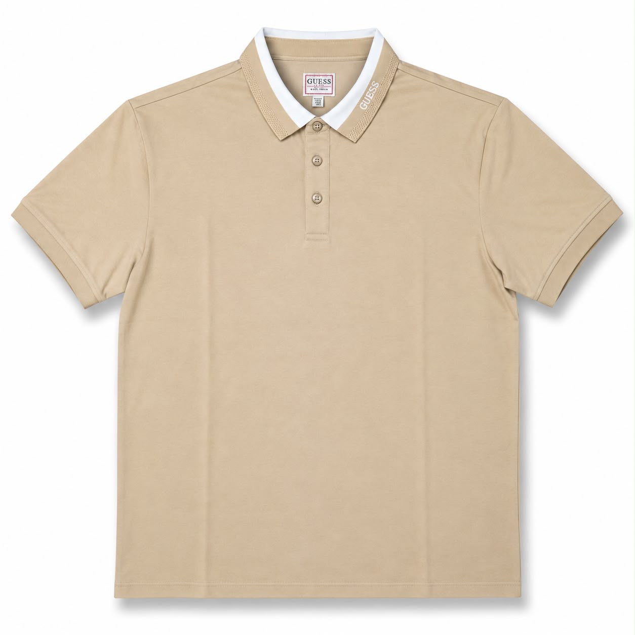GUESS- Polo Uomo, in tessuto tecnico,  SlimFit, col.Beige
