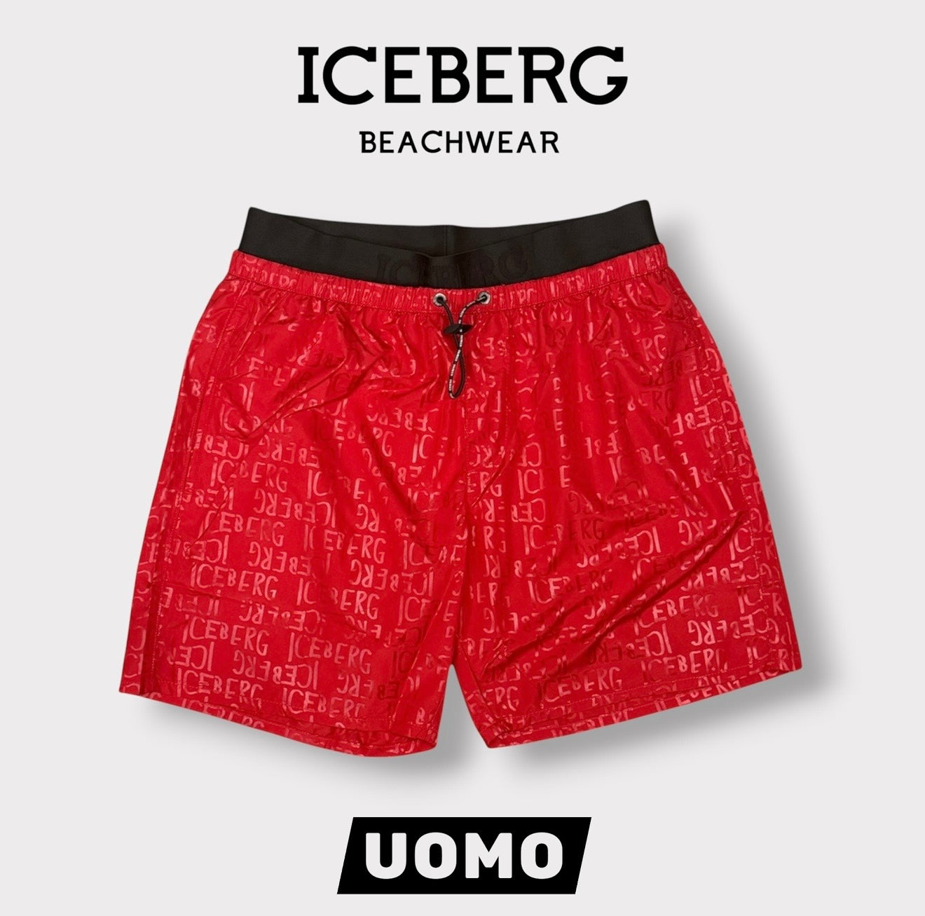 ICEBERG BEACHWEAR- Costume Uomo, con stampa, col.Rosso