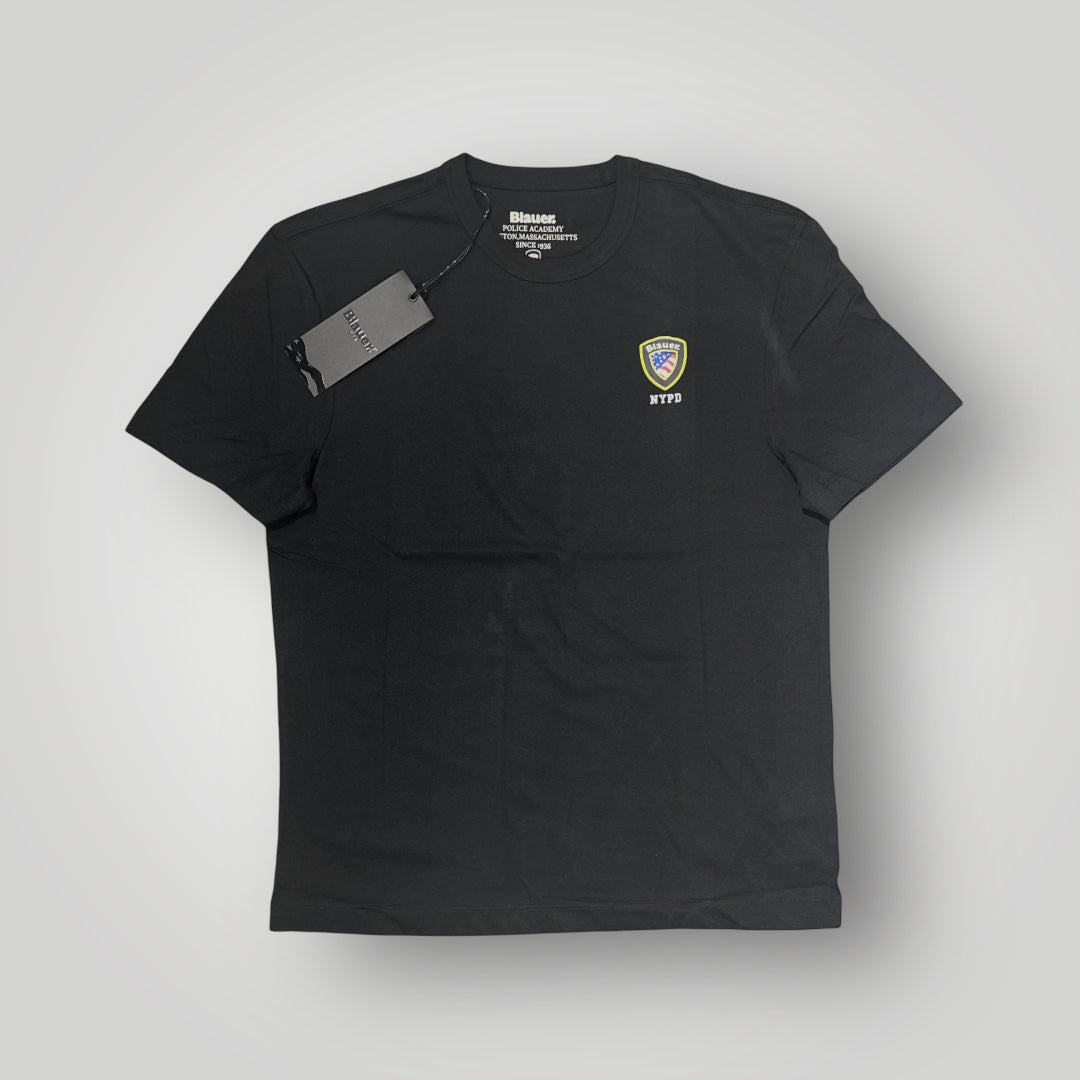 T-shirt BLAUER Uomo nera con logo lato cuore, RegulrFit