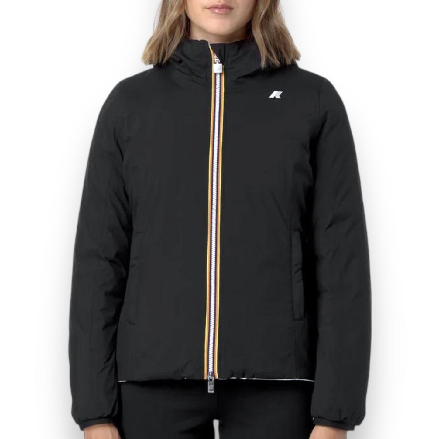 Giubbotto K-WAY Donna reversibile, mod.Lily St Thermo Double, Col.Black Pure-White Gardenia