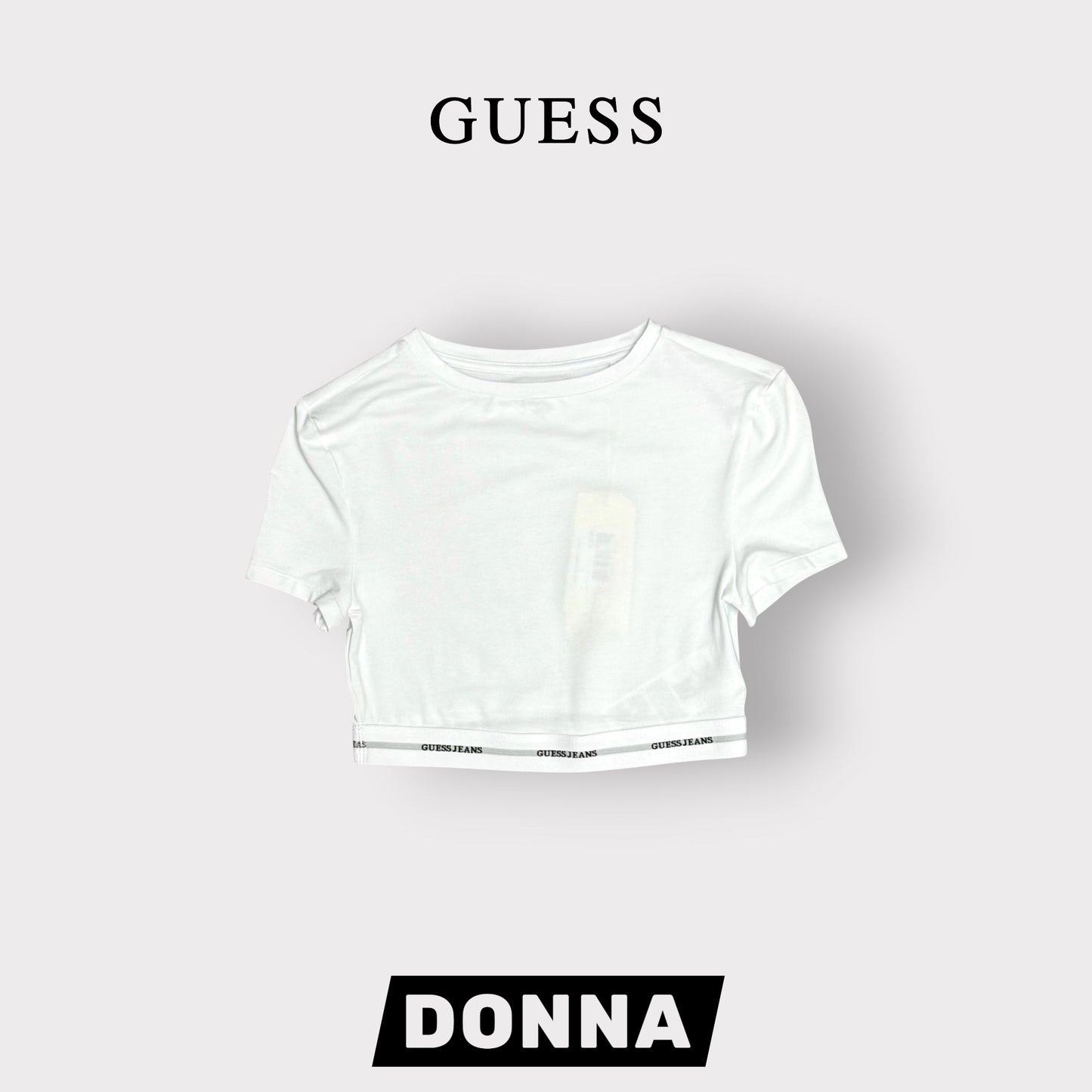 GUESS JEANS- T-shirt Donna, CroppedFit, col.Bianco