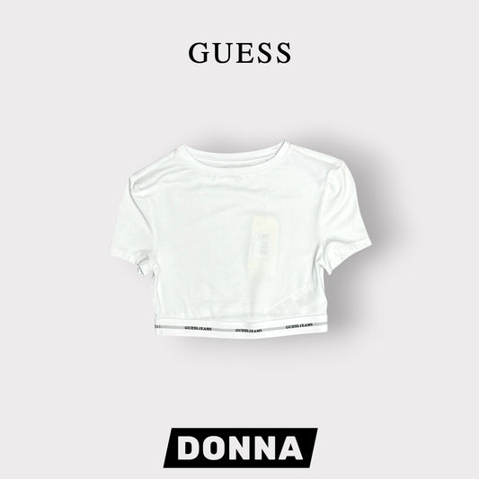 GUESS JEANS- T-shirt Donna, CroppedFit, col.Bianco