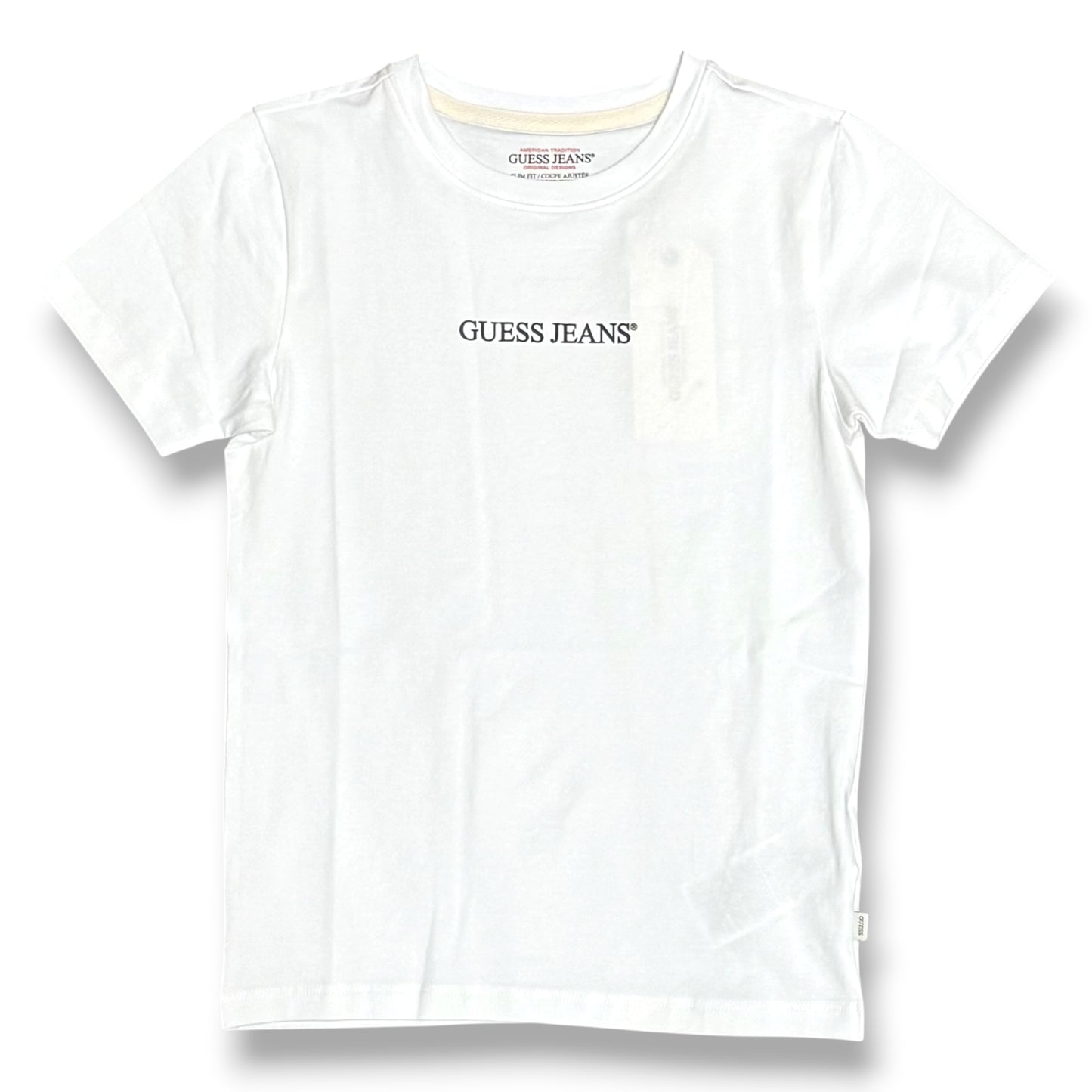 GUESS JEANS- T-shirt Donna, SlimFit, con scritta frontale, col.Bianco