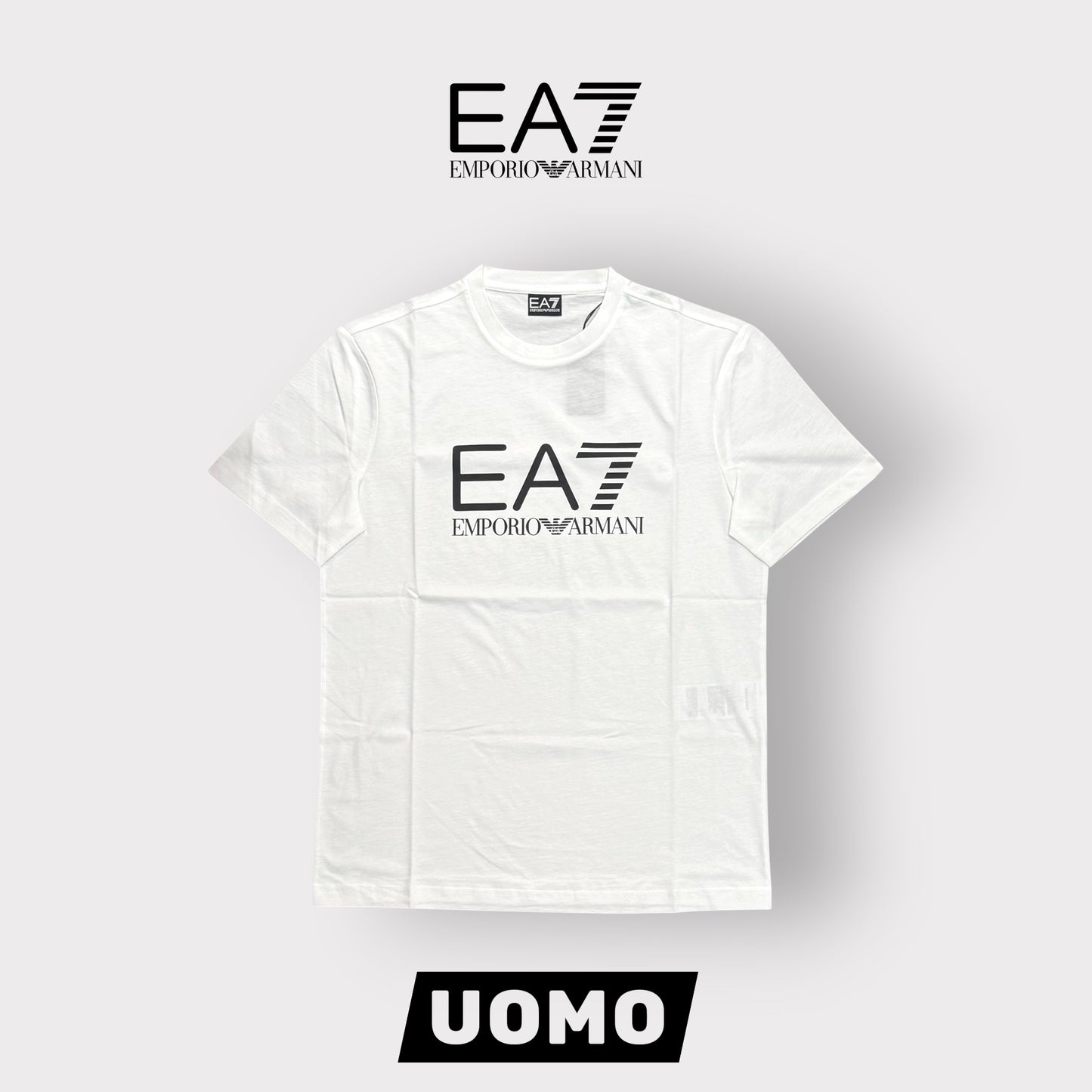 EMPORIO ARMANI- T-shirt Uomo, con stampa frontale, col.Bianco/Nero