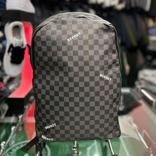 Zaino BECOZY con fantasia a quadretti, Col.Nero/Grigio