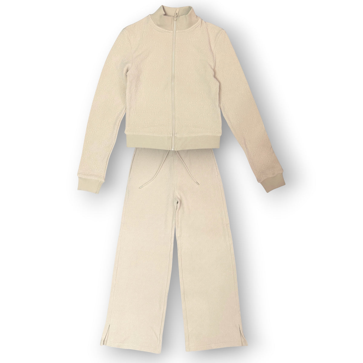 GUESS- Tuta completa Donna, logata, con pantalone a fondo largo, Col.Panna