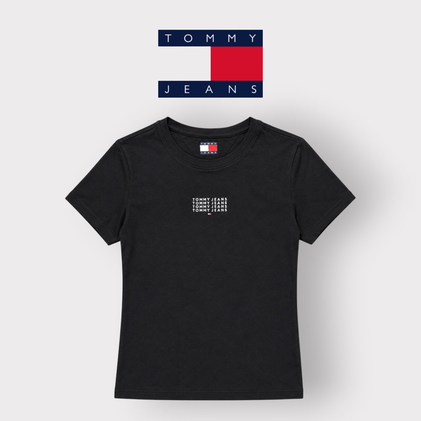TOMMY JEANS- T-shirt Donna, con scritta in rilievo, Slim Fit, col.Nero