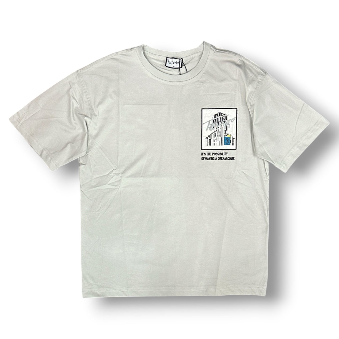 JUST REBEL - Completino estivo Uomo con stampa schienale, Col.Ice Grey