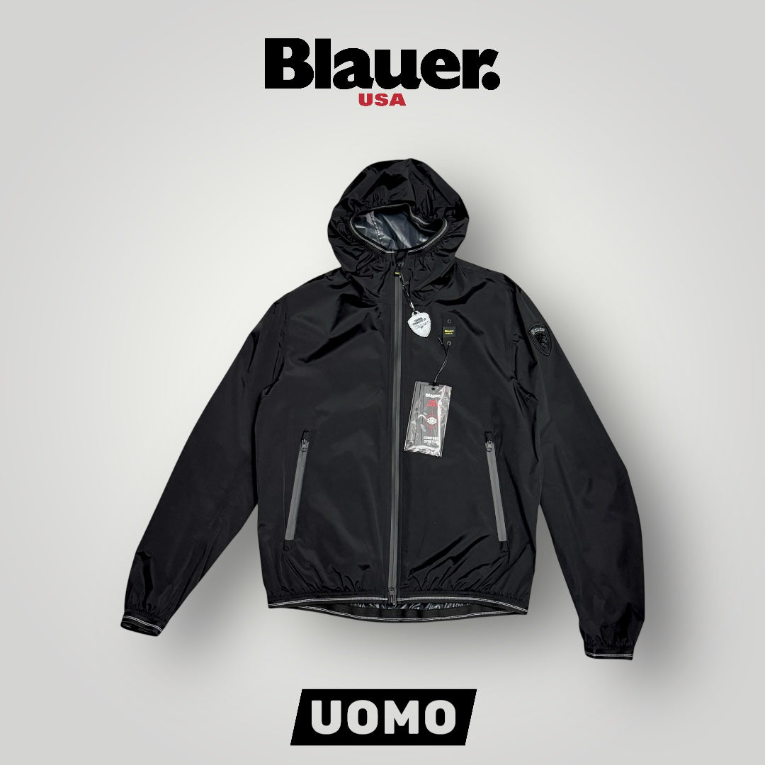 Giubbotto BLAUER Uomo, antivento con cappuccio, mod.FARRIN, Col.Nero