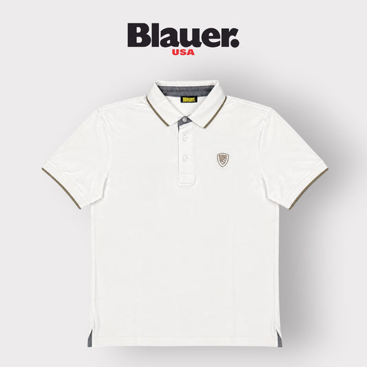 BLAUER- Polo Uomo, Regular Fit, mod.Damon, Col.Bianco