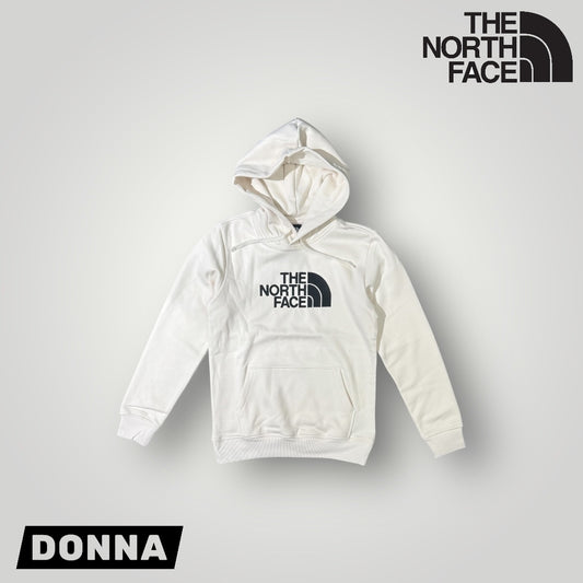 Felpa THE NORTH FACE Donna con logo grande centrale ricamato,con cappuccio, Col.Panna (veste grande)