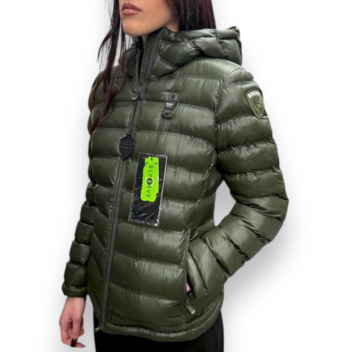 Giubbotto BLAUER Donna con cappuccio, Col.Verde Militare (Imbott.Ovatta)