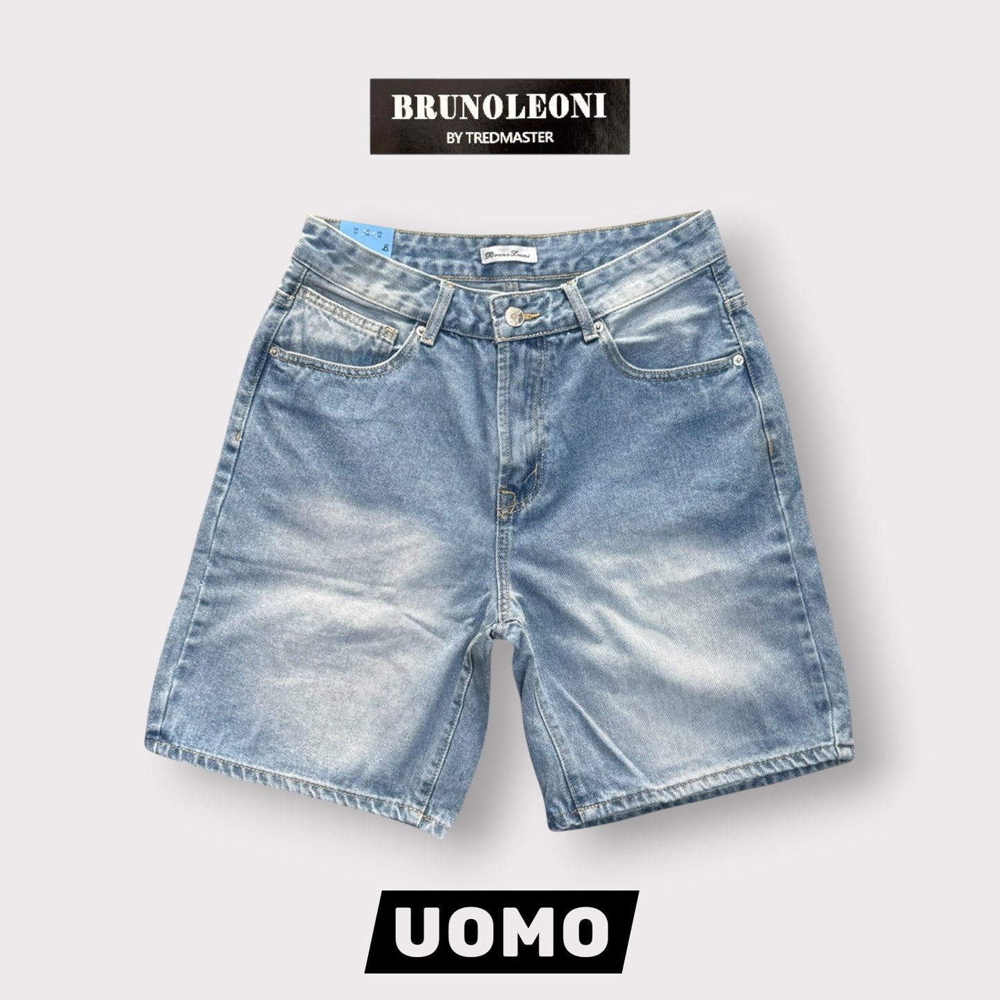 BRUNO LEONI - Bermuda Uomo Carpenter (lunghezza sopra al ginocchio), Col.Denim