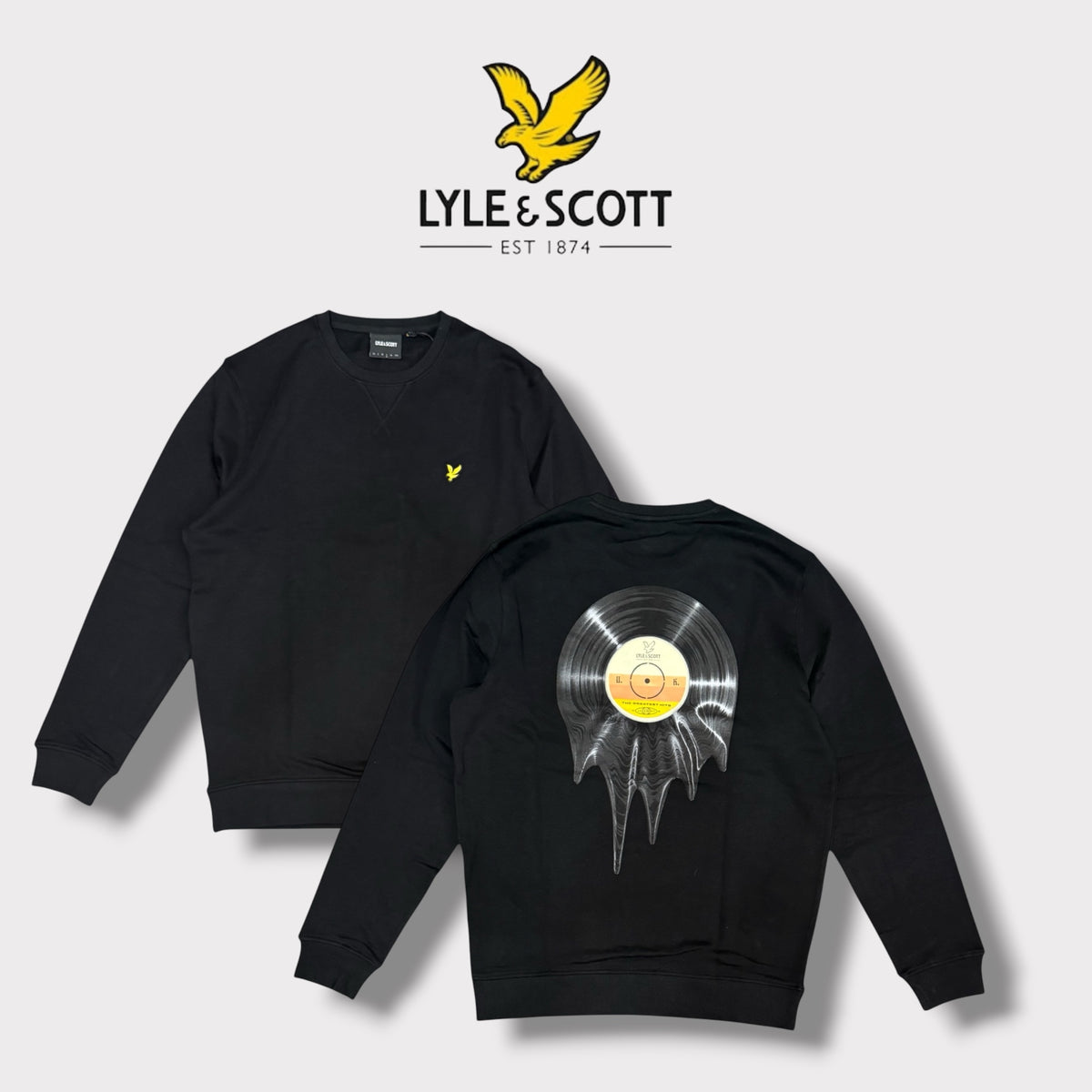 LYLE & SCOTT- Felpa Uomo girocollo, tex.cotone garzato, con stampa schienale, Col.Nero