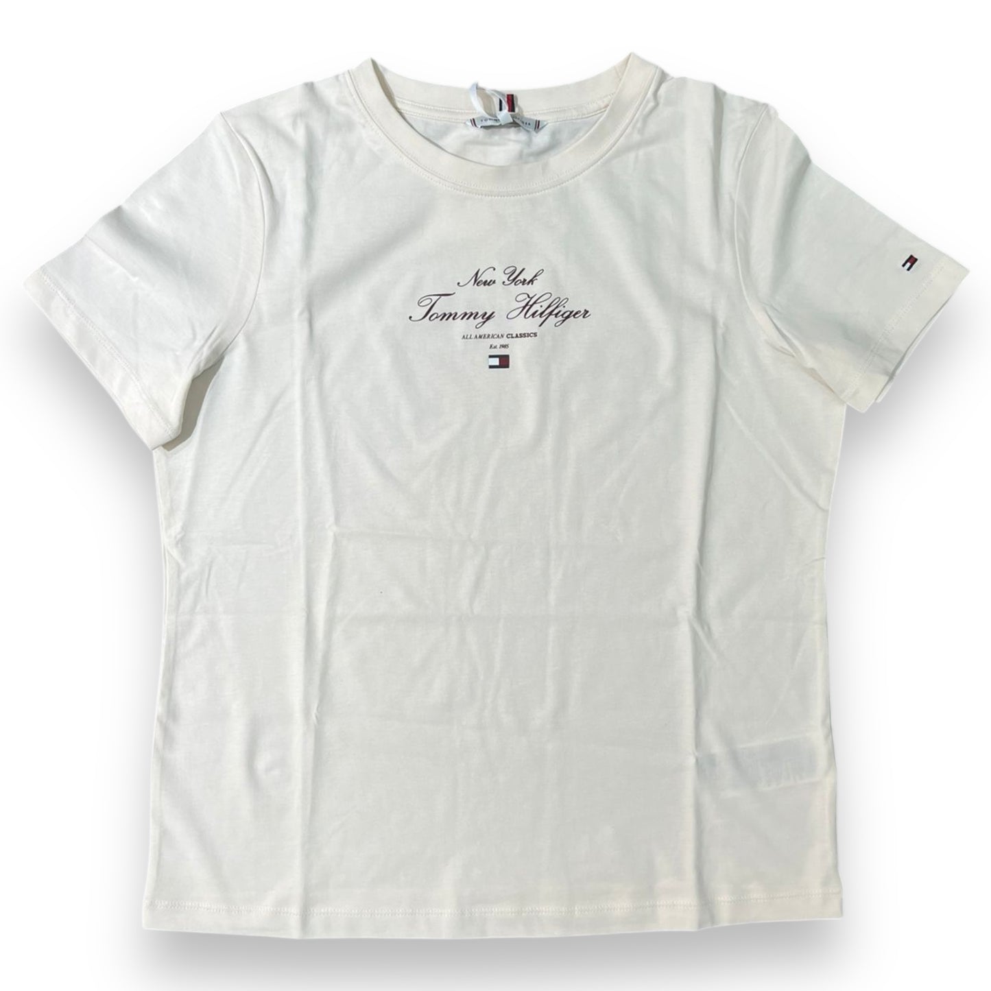 T-shirt TOMMY HILFIGER Donna con stampa gommata in rilievo,RegularFit, Col.Panna