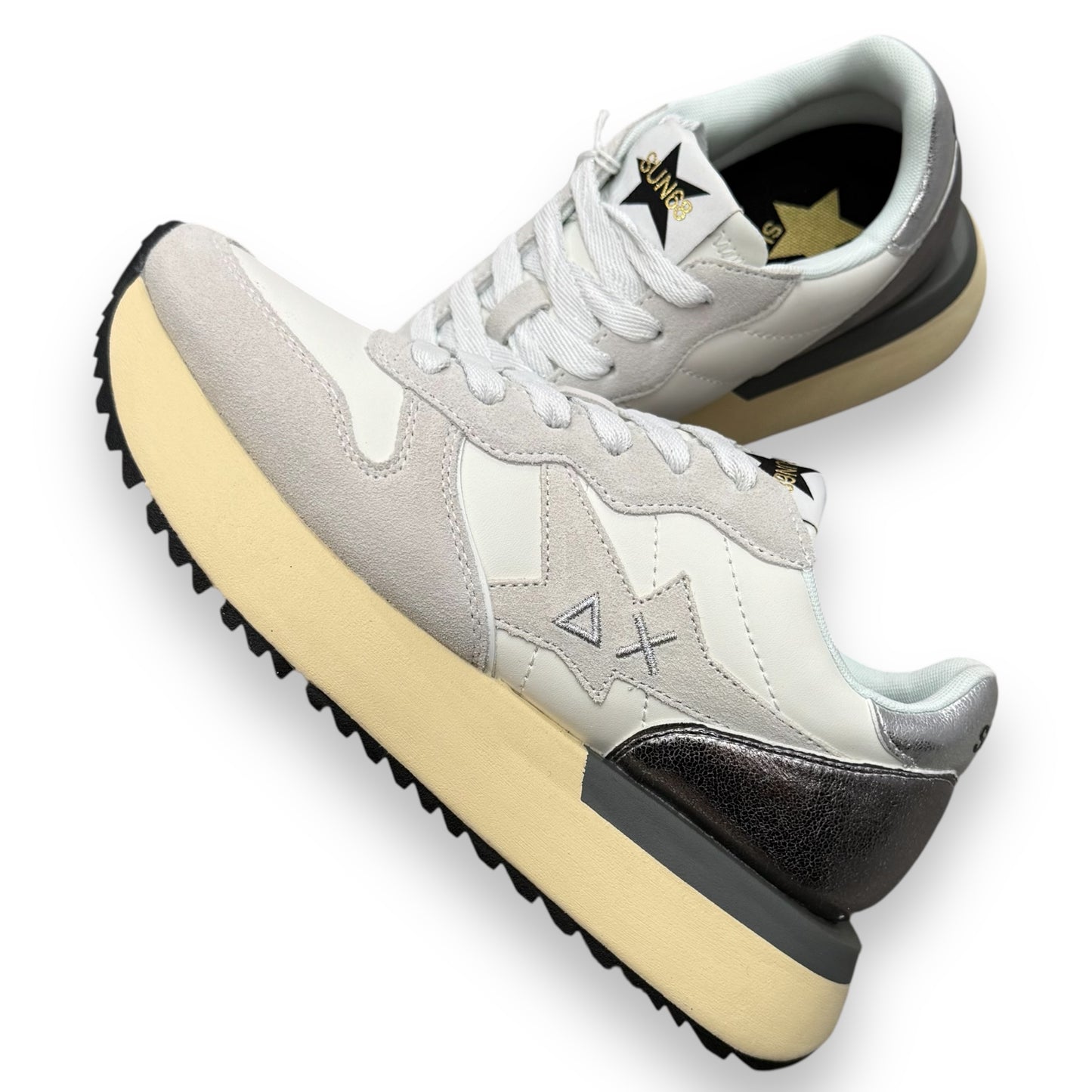 Scarpe SUN68 Donna, mod.Big Stargirl Back Silver, col.Bianco