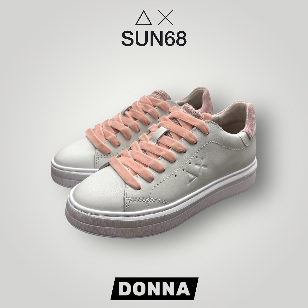 Scarpe SUN68 Donna, mod.Grace Leather, col.Bianco/Rosa