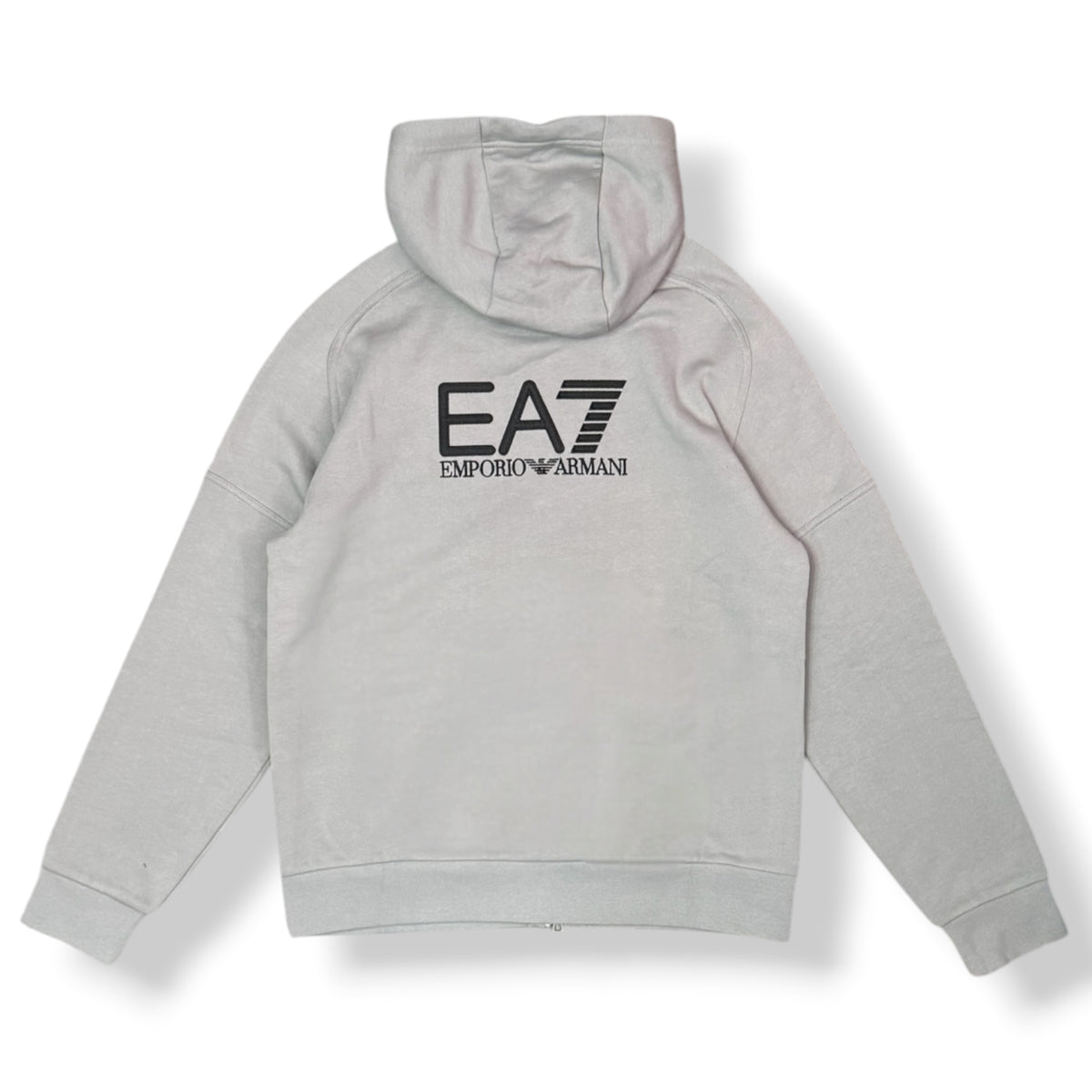 EA7 - Tuta completa Uomo, con logo ricamato nero sulla schiena, con cappuccio, tex.felpato, Col.Grigio