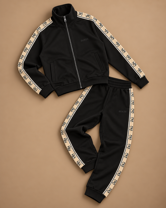 GUESS- Tuta completa Donna, con banda laterale logata, tex.neoprene, Col.Nero