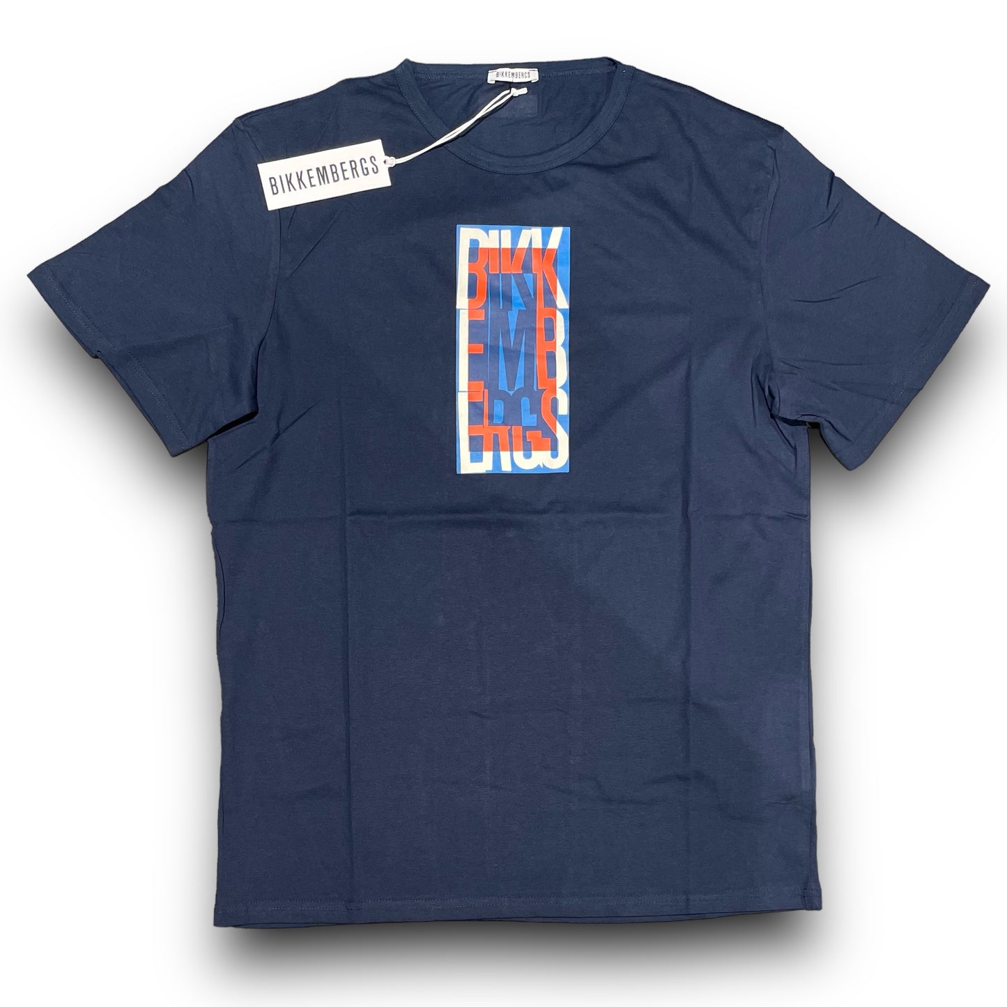 T-shirt BIKKEMBERGS Uomo con stampa frontale,col.Blu, RegularFit