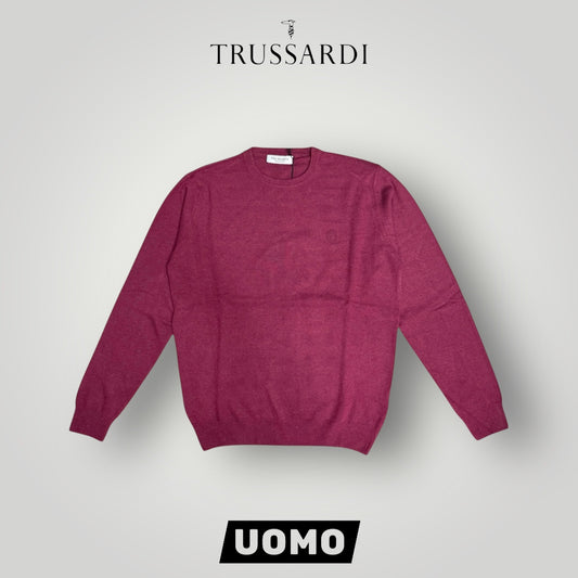 Maglioncino TRUSSARDI Uomo, con logo ricamato lato cuore, col.Bordeaux