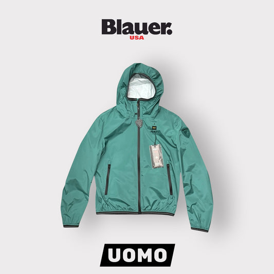Giubbotto BLAUER Uomo, antivento con cappuccio, mod.FARRIN, Col.Verde