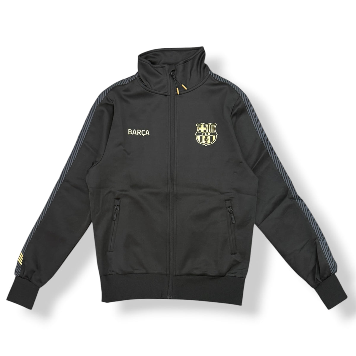 BARCELLONA- Tuta completa Uomo, senza cappuccio, con zip sulla caviglia, con dettagli oro, tex.Acetato, col.Nero