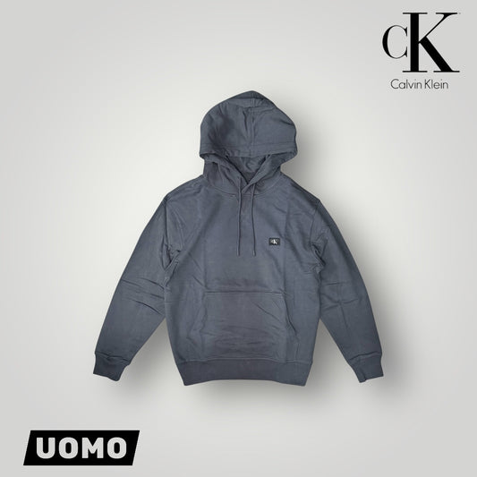 Felpa CALVIN KLEIN Uomo con cappuccio, tex. garzato, col.Blu indigo (targhetta lato cuore CK Calvin Klein)