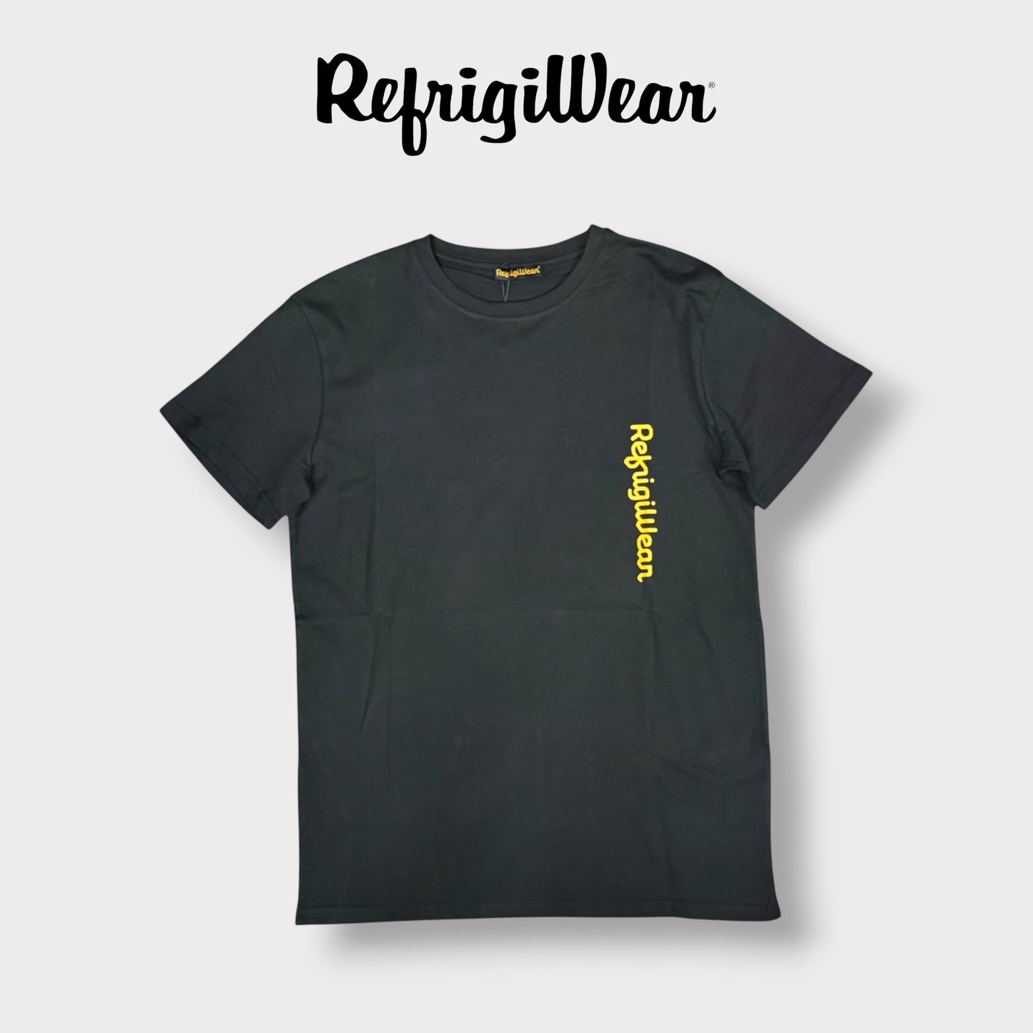 REFRIGIWEAR - T-Shirt Uomo con scritta orizzontale, Col.Nero