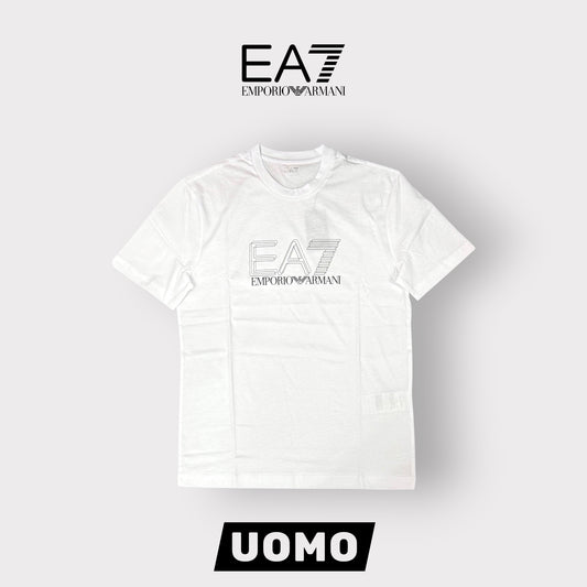 EMPORIO ARMANI- T-shirt Uomo, con logo gommato frontale, col.Bianco