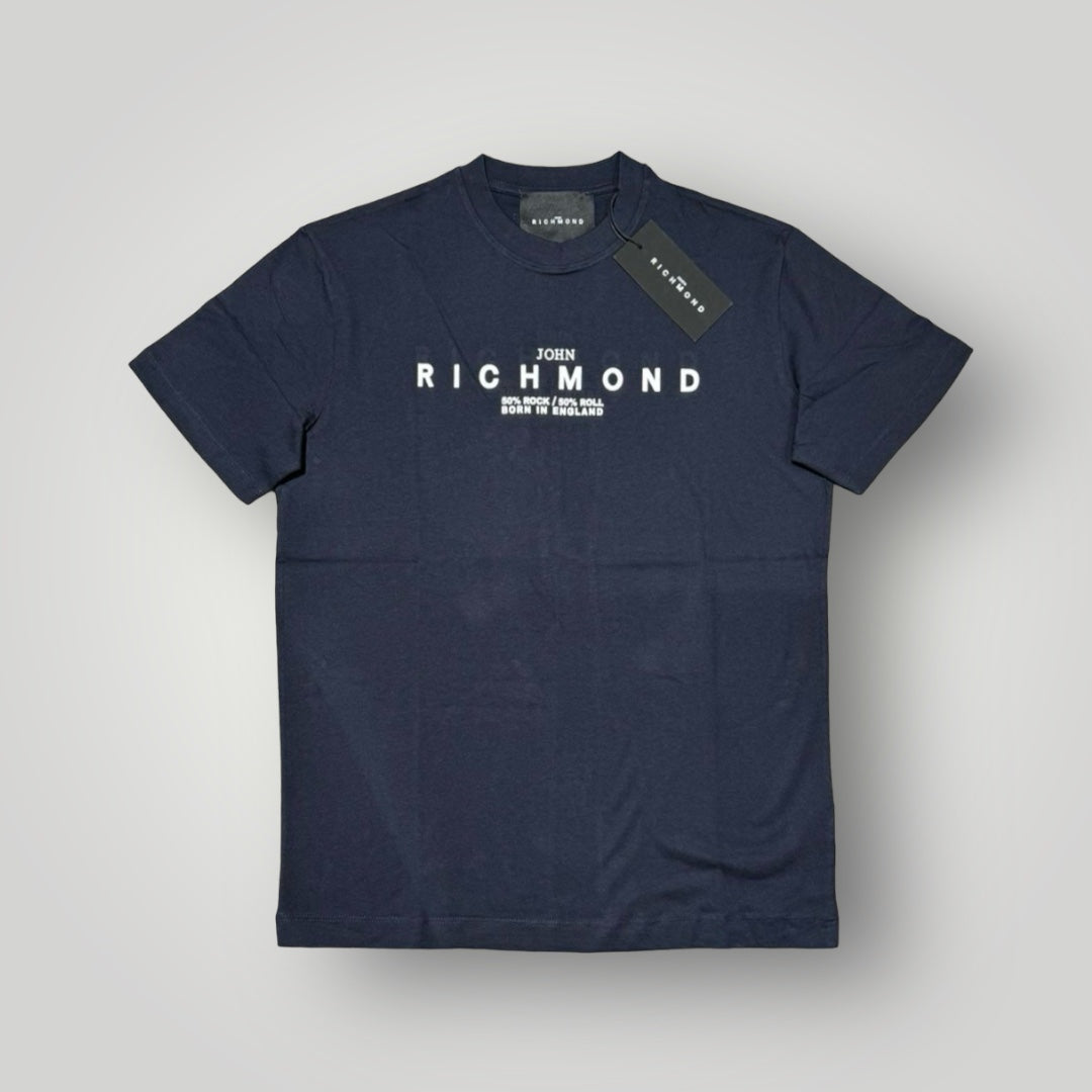 T-shirt JOHN RICHMOND 100% cotone, RegulrFit, Blu con stampa frontale