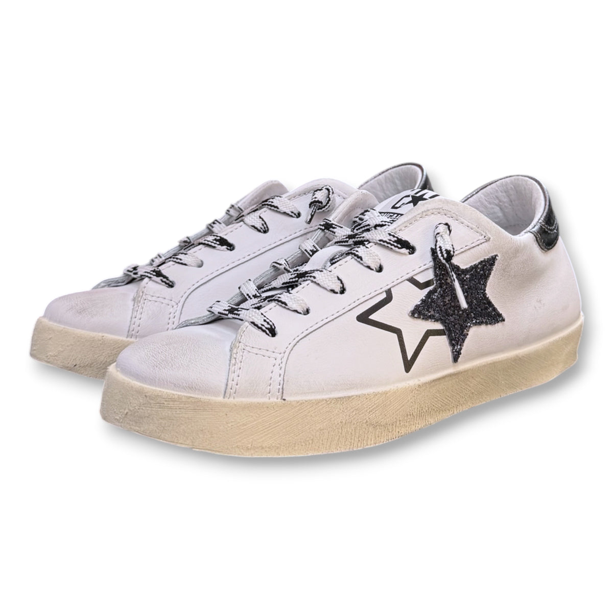 2 - STAR, Scarpa Donna, Col.Bianco/Nera/Argento