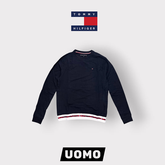 TOMMY HILFIGER-Felpa estiva Uomo, con logo lato cuore ed elastico in vita, Col.Blu