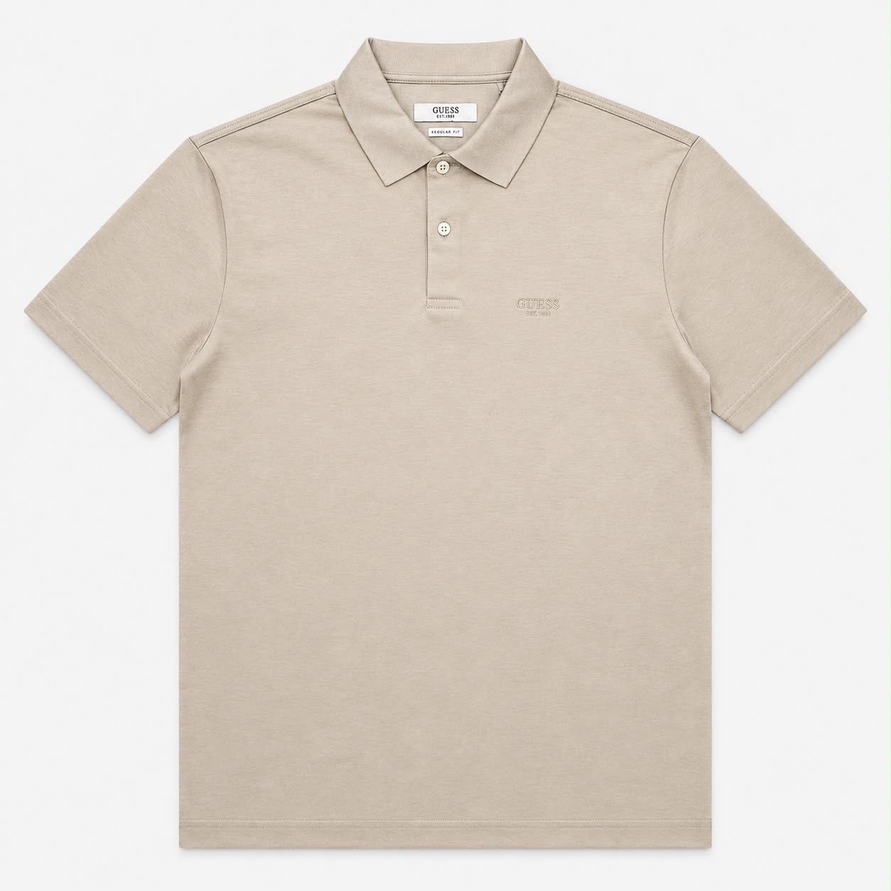 GUESS- Polo Uomo, in filo di scozia, RegularFit, col.Beige