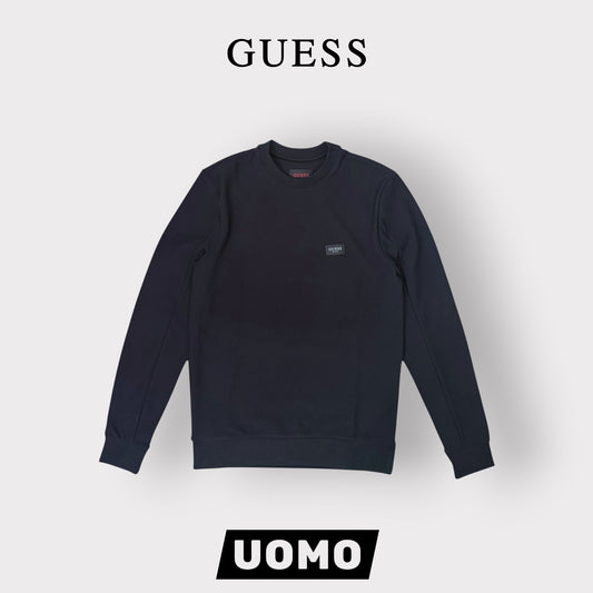 GUESS-Felpa estiva Uomo, girocollo, con logo gommato lato cuore, SlimFit, tex.Tech Stretch, col.Nero