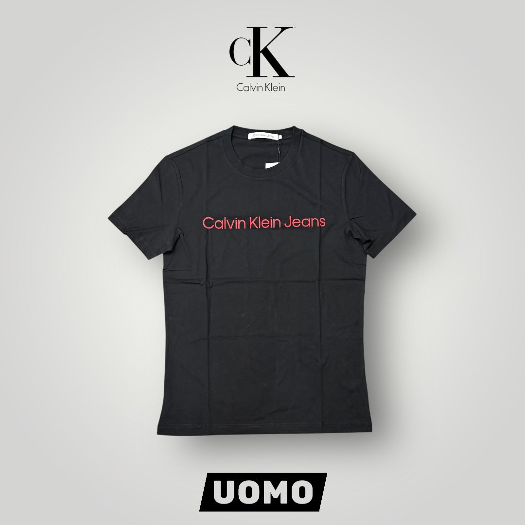 T-shirt CALVIN KLEIN, con scritta centrale, Col.Nero/Rosso