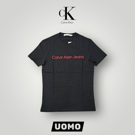T-shirt CALVIN KLEIN, con scritta centrale, Col.Nero/Rosso