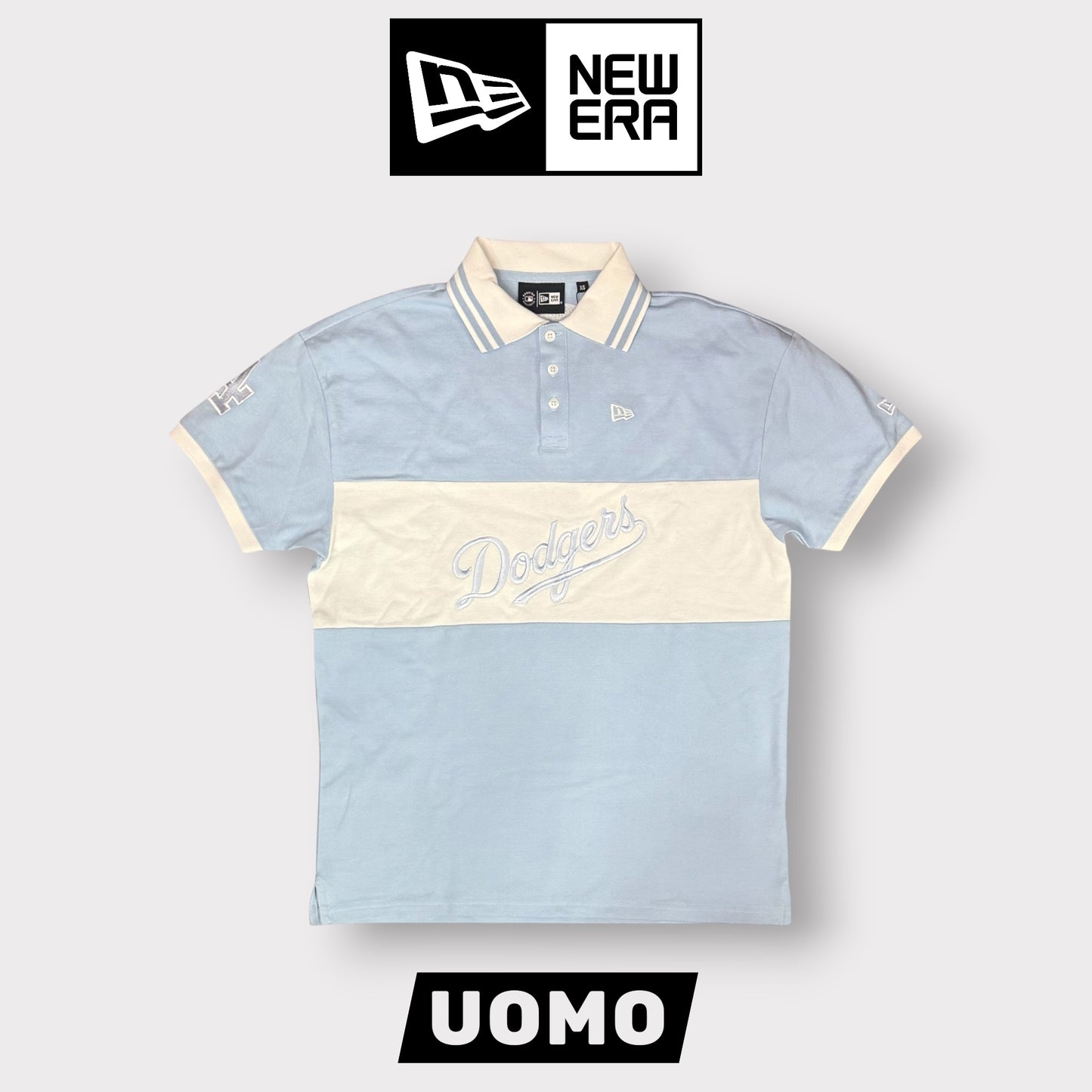 NEW ERA - Polo Uomo DODGERS, Col.Azzurro/Bianco