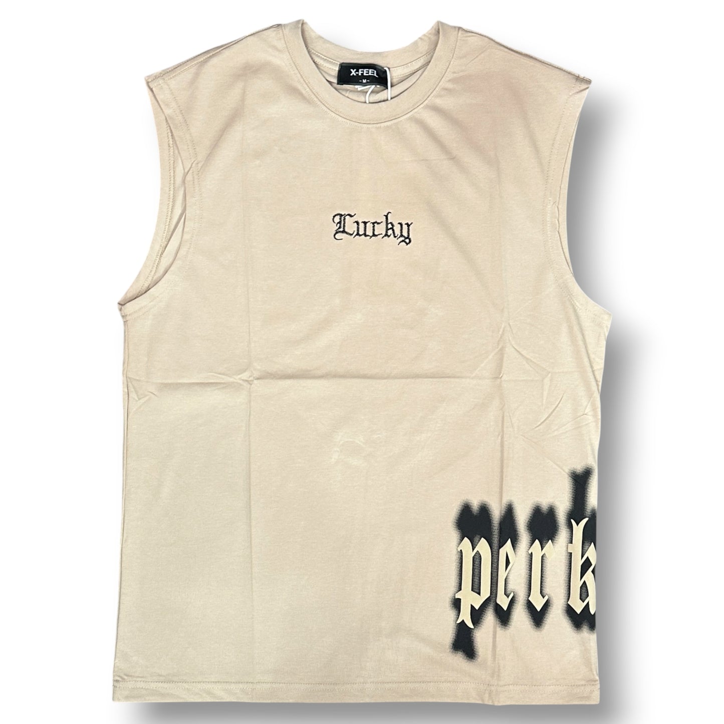 X - FEEL - Completino estivo Uomo con scritta ricamata, Col.Beige