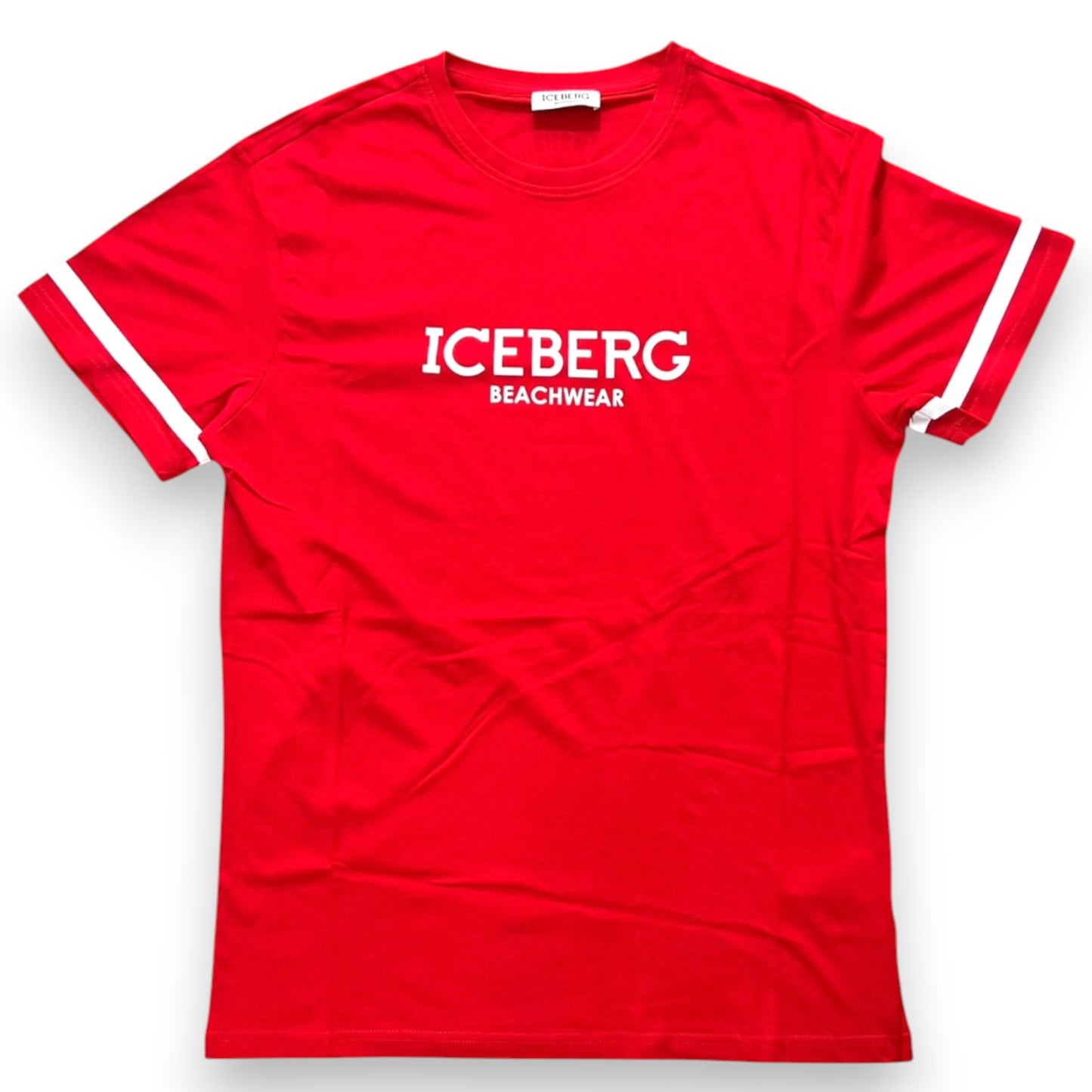 ICEBERG BEACHWEAR- T-shirt Uomo, stampa frontale e sulla schiena, col.Rosso
