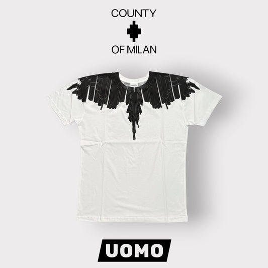 COUNTY OF MILAN- T-Shirt Uomo con stampa Nera, Col.Bianco
