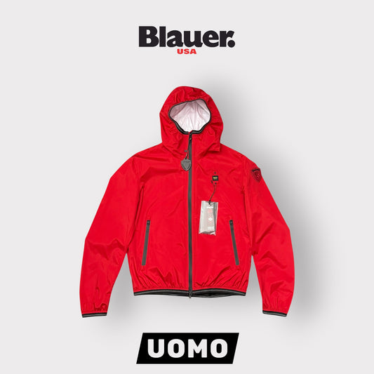 Giubbotto BLAUER Uomo, antivento con cappuccio, mod.FARRIN, Col.Rosso