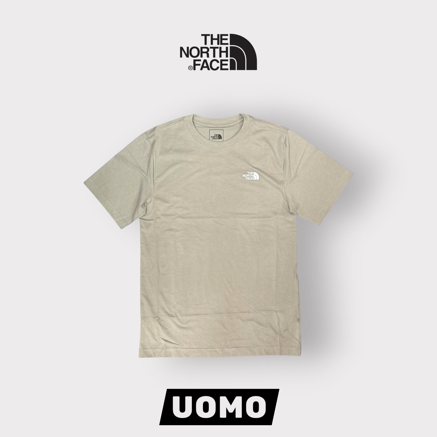THE NORTH FACE- T-Shirt Uomo con logo ricamato lato cuore, Col.Tortora