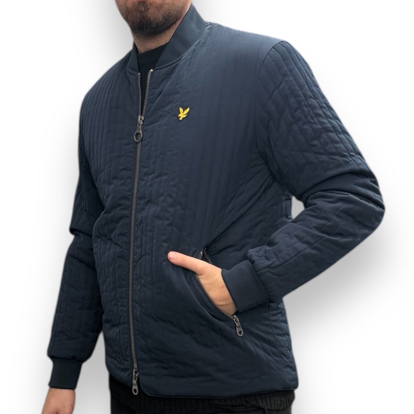 Giubbotto  LYLE&SCOTT, con interno in pelliccia, mod.Quilted Liner Jacket, Col.Dark Navy