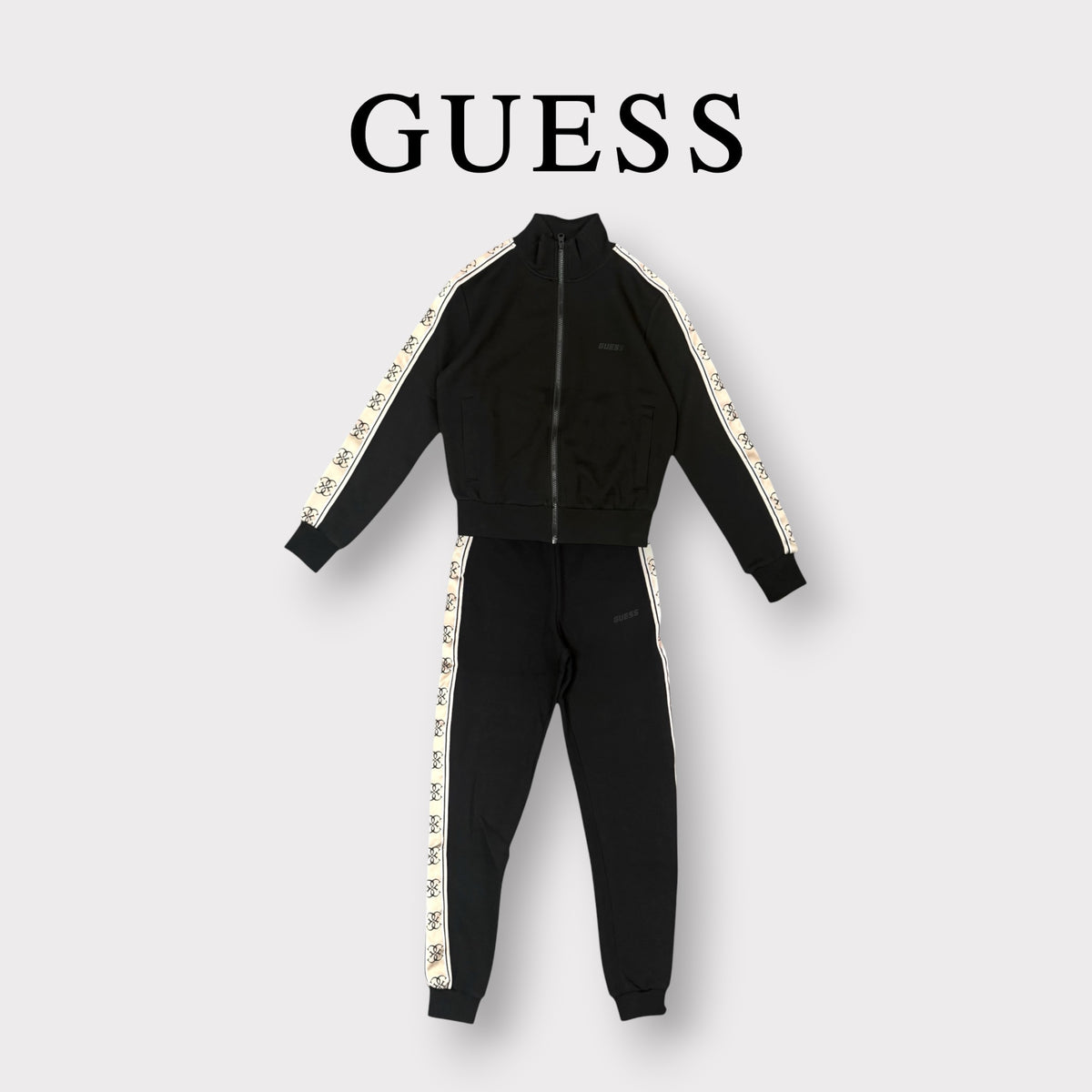 GUESS- Tuta completa Donna, con banda laterale logata, tex.neoprene, Col.Nero